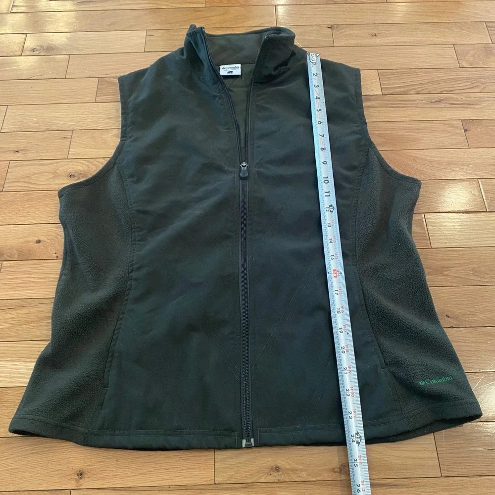 Columbia‎ Mens Full Zip Fleece Hybrid Vest Dark Green Mock Neck Large
